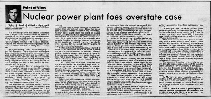 Midland Nuclear Power Plant (Cancelled) - Sept 1978 - Many Supported The Plant